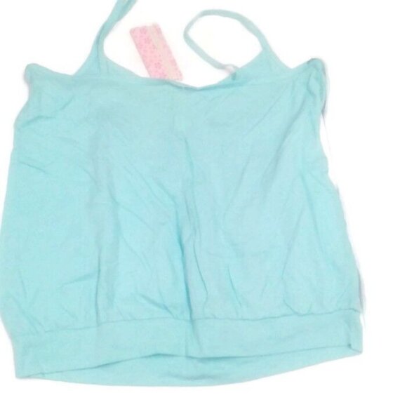 Energie Size L Juniors Tank Top Light Blue Embroidered Floral Cotton Summer NEW - Picture 6 of 6